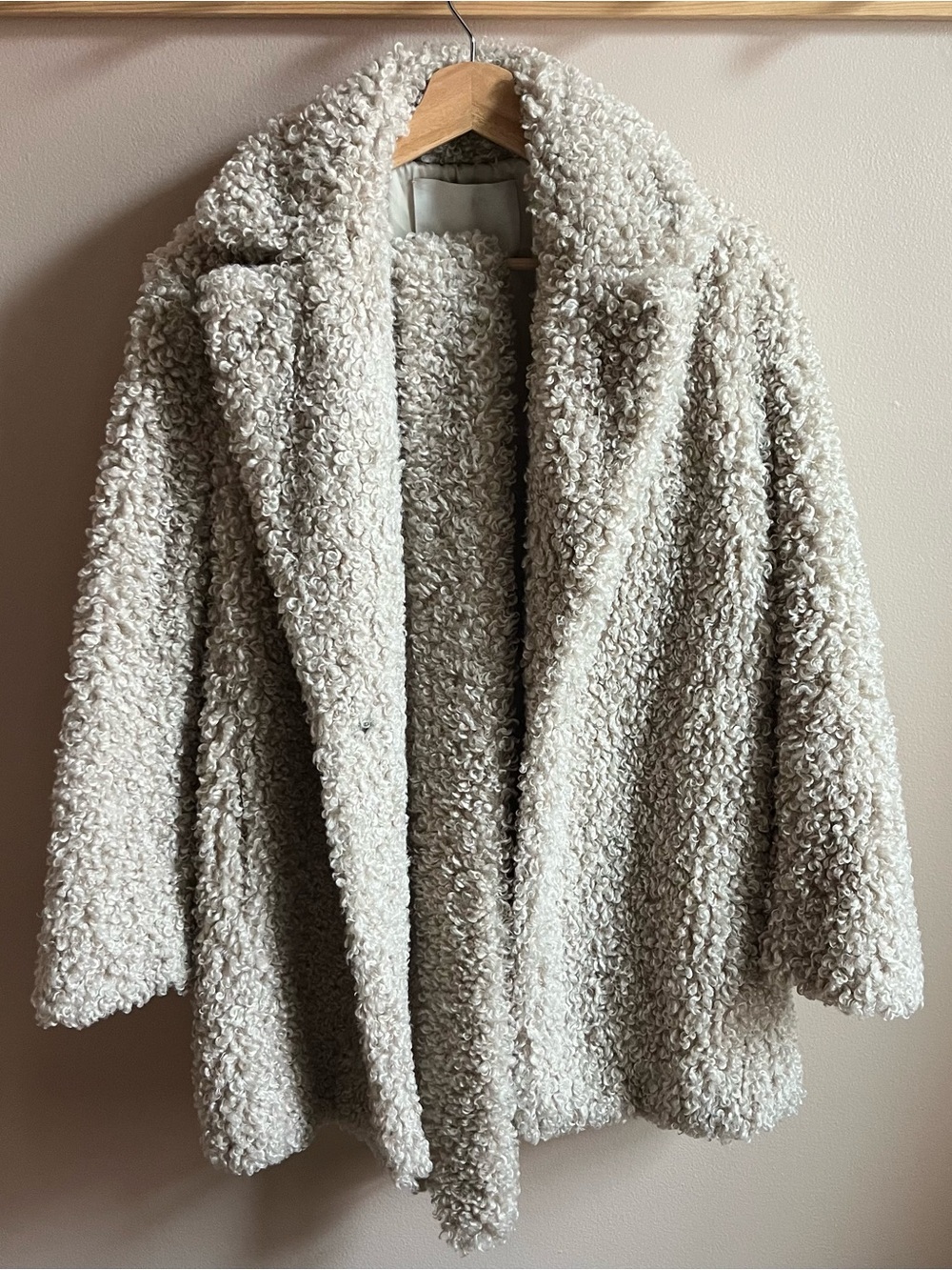 Rebecca Taylor Cream Teddy Faux-Sherpa Coat